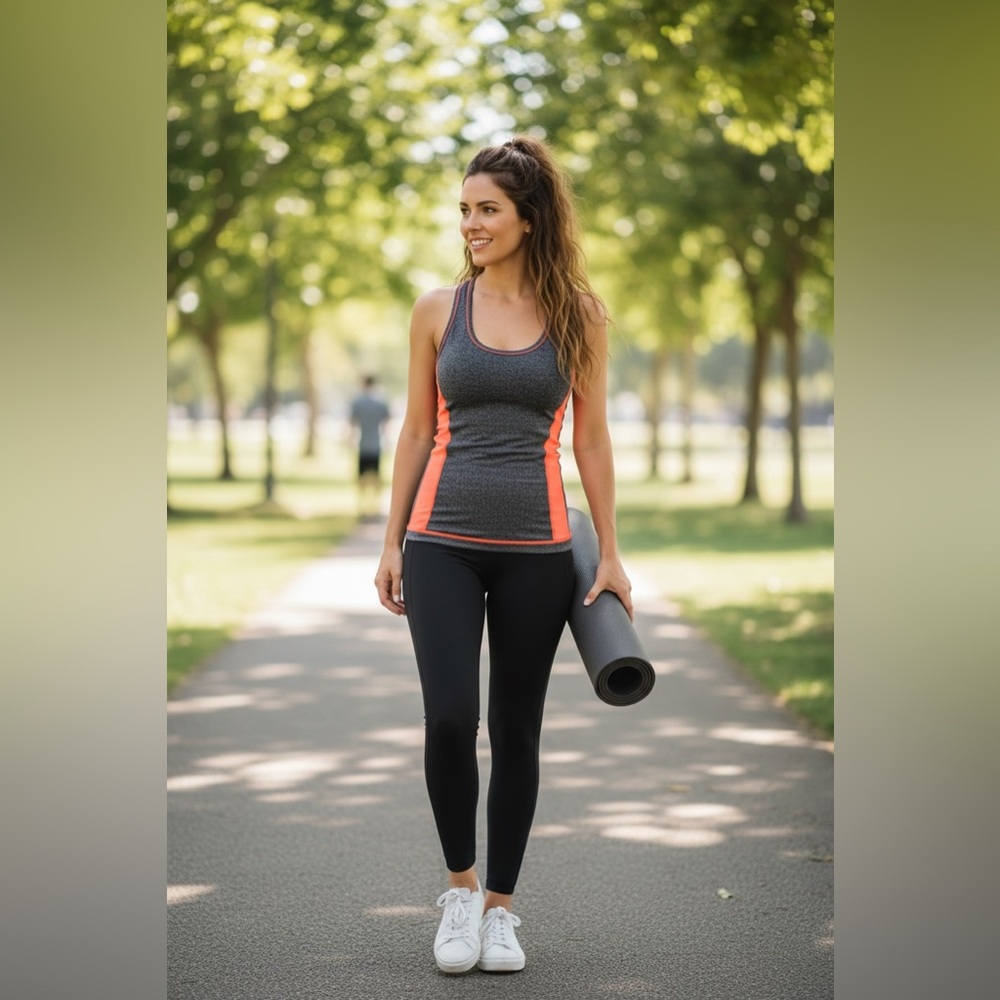 Women's Charcoal and Coral Tank Top